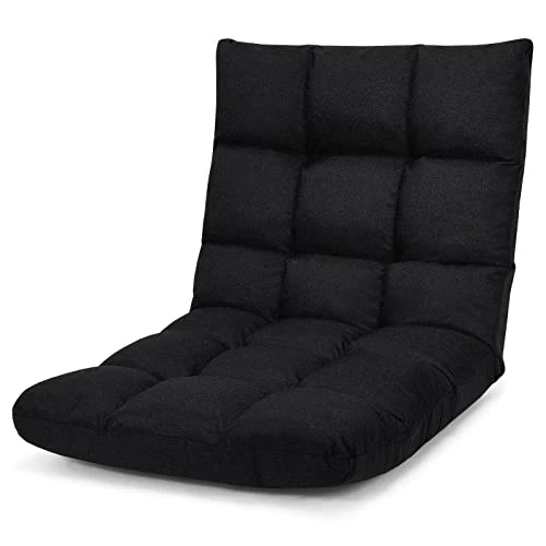Giantex Floor Sofa Chair Video Gaming Chair With 14 Adjustable Position, Padded Back Support Floor Cushioned Seat, Folding Lazy Chair For Meditation, Reading, Watching, Living Room Recliner(Black) 1 Giantex Floor Sofa Chair Video Gaming Chair With 14 Adjustable Position, Padded Back Support Floor Cushioned Seat, Folding Lazy Chair For Meditation, Reading, Watching, Living Room Recliner(Black)