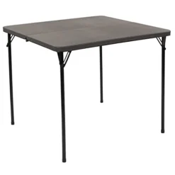 Flash Furniture Dunham 2.83-Foot Square Bi-Fold Dark Gray Plastic Folding Table With Carrying Handle