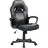 VICTONE Gaming Chair PU Leather Executive PC Computer Chair Height Adjustable Swivel Office Chair With Lumbar Support(Black)