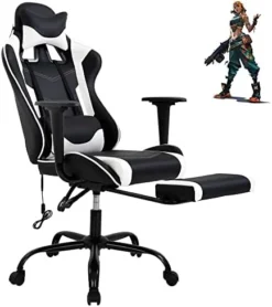 Gaming Chair High Back Computer Gaming Chair With Footrest, Ergonomic Game Chair PU Leather Racing Office Chair Adjustable Task Chair W/Headrest Armrest & Massage Function Lumbar Support-White 17 Gaming Chair High Back Computer Gaming Chair With Footrest, Ergonomic Game Chair PU Leather Racing Office Chair Adjustable Task Chair W/Headrest Armrest & Massage Function Lumbar Support-White -Amazon Basics Furniture Shop 41 OB9fV1OL. AC