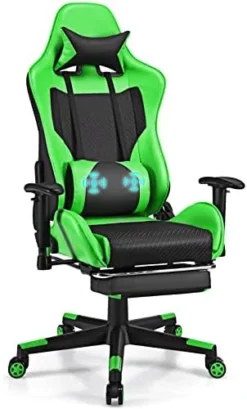 Giantex Massage Gaming Chair Pink, Ergonomic Video Game Chair With Footrest, High Back E-Sport Computer Chair With Headrest & Massager Lumbar Support, PU Leather Gaming Seat -Amazon Basics Furniture Shop 41 UBIw97uL. AC
