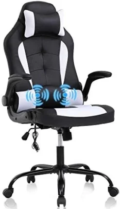 Gaming Chair Office Chair Desk Chair Massage Ergonomic High Back Computer Chair With Lumbar Support Flip-up Arms Headrest PU Leather Height Adjustable Swivel Executive Chair For Women Men Adult -Amazon Basics Furniture Shop 41 vwHhg2L. AC