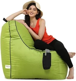 SATTVA 5ft Triangle Bean Bag For Adults - Big Bean Bag Covers Only (No Filling), Love Sack Bean Bag Oversized, All Weather Water Resistant Ultra Soft Zipper, For Dorm & Family Room (Green) -Amazon Basics Furniture Shop 410BVyjWMsL. AC