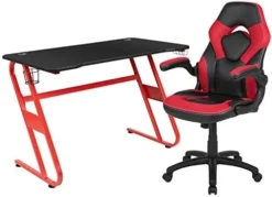 Flash Furniture Red Gaming Desk With Cup Holder/Headphone Hook & Red Reclining Back/Arms Gaming Chair With Footrest 24 Flash Furniture Red Gaming Desk With Cup Holder/Headphone Hook & Red Reclining Back/Arms Gaming Chair With Footrest -Amazon Basics Furniture Shop 410Ub5WR91L. AC