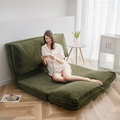 MAXYOYO Faux Fur Bean Bag Bed Floor Sofa Foldable Floor Couch, Foam Filling Wall Sofa Bed, Foldable Floor Mattress For Adults, Extra Thick Guest Mattress With Washable Cover, Beige, 54x95 Inch -Amazon Basics Furniture Shop 410epLFu1IL. AC