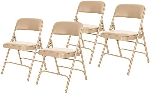 OEF Furnishings Premium Vinyl Upholstered Triple Brace Double Hinge Folding Chair, Beige 6 OEF Furnishings Premium Vinyl Upholstered Triple Brace Double Hinge Folding Chair, Beige - Image 6