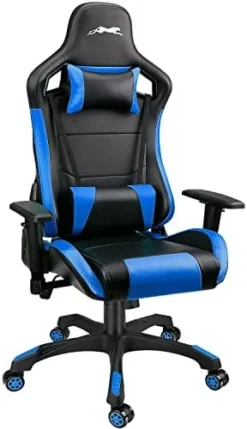 Leopard Gaming Chair, High Back PU Leather Office Chair, Adjustable Video Gaming Chairs, Swivel Racing Chair With Adjustable Armrest (Black/Blue) -Amazon Basics Furniture Shop 410mQqt9tqL. AC