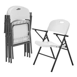 Living And More Plastic Folding Chair With Armrest, Light Weight Folding Chair, 350 Pound Capacity, White, 4pc Pack -Amazon Basics Furniture Shop 410pIJx2TkL
