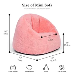 N&V Small Bean Bag Chair, Mini Bean Bag Sack, Foam Filling, Includes Removable And Machine Washable Cover, 27in, Soft Faux Fur, Pink -Amazon Basics Furniture Shop 4113lZ5E7oL