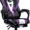 Zeanus Gaming Chair For Adults Purple Gaming Chairs Reclining Computer Chair With Footrest For Heavy People Gamer Chair With Massage Ergonomic PC Gaming Chair Racing Chair For Gaming Big And Tall