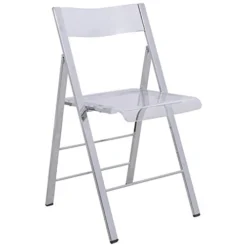 LeisureMod Milden Modern Acrylic Folding Chairs (Clear)