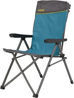 Uquip Justy - 3-Position Folding Camping Chair With Adjustable Backrest, Support 265 Lbs, Blue