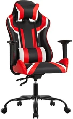 Gaming Chair Racing Desk Chair Ergonomic Office Chair Executive High Back PU Leather Computer Chair With Lumbar Support Task Rolling Swivel Chair For Men Teens Adults (Blue) -Amazon Basics Furniture Shop 411qAL9FmoL. AC