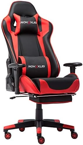 Nokaxus Gaming Chair Large Size High-back Ergonomic Racing Seat With Massager Lumbar Support And Retractible Footrest PU Leather 90-180 Degree Adjustment Of Backrest Thickening Sponges (YK-6008-BLACK) 9 Nokaxus Gaming Chair Large Size High-back Ergonomic Racing Seat With Massager Lumbar Support And Retractible Footrest PU Leather 90-180 Degree Adjustment Of Backrest Thickening Sponges (YK-6008-BLACK) - Image 9