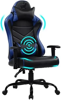 Blue Whale Massage Gaming Chair Desk Office Chair Ergonomic High Back Racing Computer Chair With Headrest And Lumbar Support Backrest, Seat Height Adjustable Swivel Chair(Black) -Amazon Basics Furniture Shop 4129RJFkUEL. AC 1