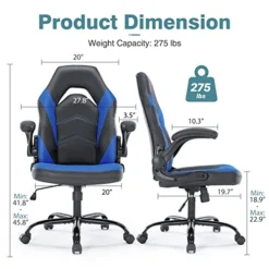Office Chairs - Ergonomic Gaming Executive Desk Chairs With Flip-up Armrests And Lumbar Support, Adjustable Swivel Rolling Chair, Blue -Amazon Basics Furniture Shop 412KDms1ZXL