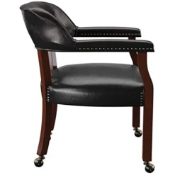 BOWERY HILL Captain's Poker Game Arm Chair With Casters In Black Vinyl -Amazon Basics Furniture Shop 412Lv6S07GL