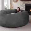 Chill Sack Bean Bag Chair: Giant 8' Memory Foam Furniture Bean Bag - Big Sofa With Soft Micro Fiber Cover - Charcoal