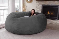 Chill Sack Bean Bag Chair: Giant 8' Memory Foam Furniture Bean Bag - Big Sofa With Soft Micro Fiber Cover - Charcoal