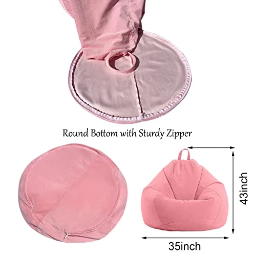 Lkminclafr Large 35" Corduroy Lazy Bean Storage Bag For Living Room(No Filler)(Pink, Large) 3 Lkminclafr Large 35" Corduroy Lazy Bean Storage Bag For Living Room(No Filler)(Pink, Large) - Image 3