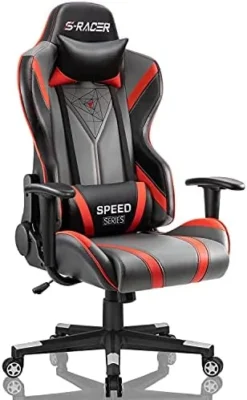 Homall Gaming Racing Office High Back PU Leather Chair Computer Desk / Video Game Chair Ergonomic Swivel Chair With Headrest And Lumbar Support (Black&White) -Amazon Basics Furniture Shop 412sBc9 TRS. AC