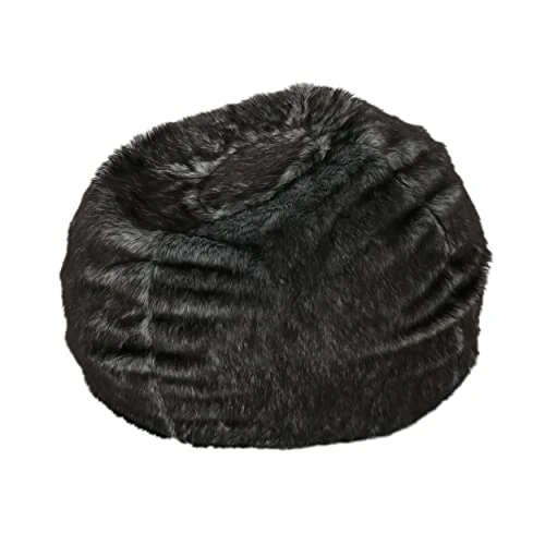 Christopher Knight Home Laraine Furry Glam Black And White Streak Faux Fur 3 Ft. Bean Bag 2 Christopher Knight Home Laraine Furry Glam Black And White Streak Faux Fur 3 Ft. Bean Bag - Image 2