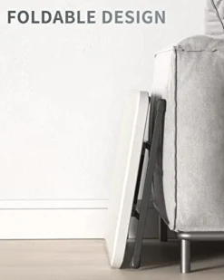 SOUNDANCE Small Folding Table, Adjustable TV Tray, Portable Dinner Table, Lightweight, Zero Assembly, Easy To Fold And Storage, Sturdy Desk For Home Garden Office Indoor Outdoor Use, White -Amazon Basics Furniture Shop 4135SFK9dRL