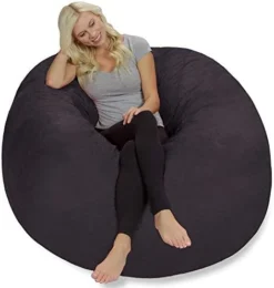 Chill Sack Bean Bag Chair: Giant 5' Memory Foam Furniture Bean Bag - Big Sofa With Soft Faux Linen Cover, Soft Faux Linen - Black -Amazon Basics Furniture Shop 4137ZOA5c4L. AC