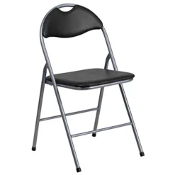 Flash Furniture 4 Pack HERCULES Series Black Vinyl Metal Folding Chair With Carrying Handle