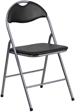 Flash Furniture 4 Pack HERCULES Series Black Vinyl Metal Folding Chair With Carrying Handle -Amazon Basics Furniture Shop 4138K9ktLiL. AC 1
