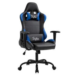 Sigtua Gaming Chair Computer Office Chairs, Ergonomic Racing Chair Gaming Chairs With Swivel Function, Back Support And Adjustable Headrest & Lumbar, 27 * 21 * 47-51 Inches, Blue/Black