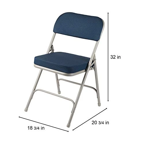 OEF Furnishings (2 Pack Fabric Upholstered 2" Cushion Folding Chair, Blue 3 OEF Furnishings (2 Pack Fabric Upholstered 2" Cushion Folding Chair, Blue - Image 3