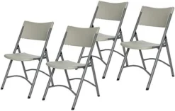 OEF Furnishings (4 Pack Heavy Duty Indoor/Outdoor Plastic Folding Chair, Light Grey -Amazon Basics Furniture Shop 413SmGo2QsL. AC