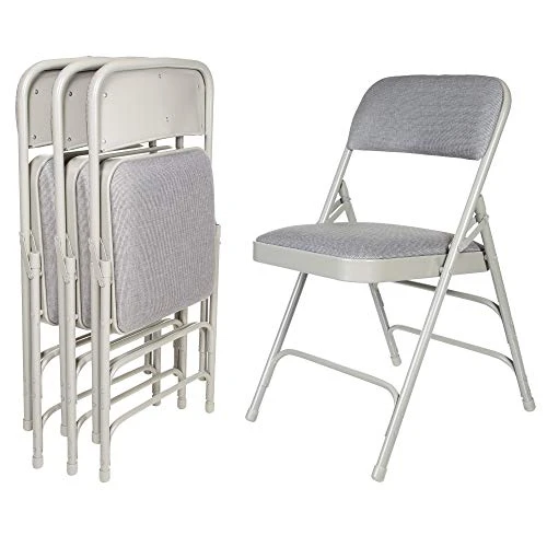 OEF Furnishings Premium Fabric Upholstered Steel Folding Chairs, 4 Pack, Grey 1 OEF Furnishings Premium Fabric Upholstered Steel Folding Chairs, 4 Pack, Grey