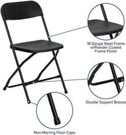 AJP Distributors 10 Pack 650 Lb. Capacity Premium Plastic Folding Chairs Wedding Party Outdoor Indoor Office Meeting House Dinner Diner Black -Amazon Basics Furniture Shop 414C6ymaI9L