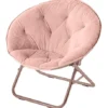 Urban Shop Faux Fur Saucer Chair With Metal Frame, One Size, Blush