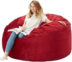 HABUTWAY Bean Bag Chair 3Ft Luxurious Velvet Ultra Soft Fur With High-Rebound Memory Foam Bean Bag Chairs For Adults Plush Lazy Sofa With Fluffy Removable Sponge 3'(Dark Blue) -Amazon Basics Furniture Shop 414OqVR60L. AC