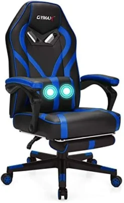 GYMAX Gaming Chair Office Chair, Adjustable Swivel Racing Style Computer Chair With Massage Lumbar Support, Headrest Armrest & Retractable Footrest, Video Gaming Chair For Home Theatre (Pink) -Amazon Basics Furniture Shop 414XpYrFKYL. AC