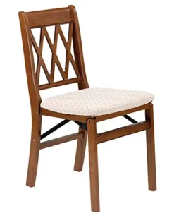 Stakmore Lattice Back Folding Chair Finish, Set Of 2, Wood, Cherry