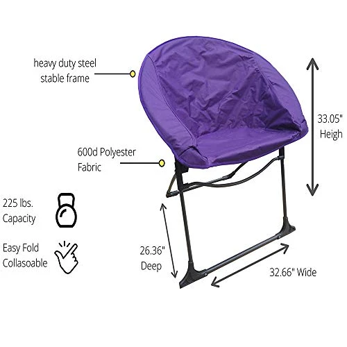 IMPACT CANOPY Luna Lightweight Portable Folding Dorm Chair, Purple 3 IMPACT CANOPY Luna Lightweight Portable Folding Dorm Chair, Purple - Image 3