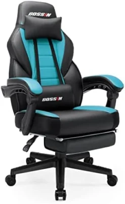 BOSSIN Gaming Chair, Leather Computer Desk Chair With Footrest And Headrest, Ergonomic Heavy Duty Design, Large Size High-Back E-Sports, Big And Tall Gaming Chair -Amazon Basics Furniture Shop 414nsr9OYgL. AC