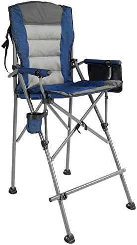 Stonehomy 2 Pack 31" Bar Height Padded Tall Folding Camping Chairs For Adults, Heavy Duty 330 Lbs Directors Chair Foldable With Foot Rest And Cup Holder, Blue 6 Stonehomy 2 Pack 31" Bar Height Padded Tall Folding Camping Chairs For Adults, Heavy Duty 330 Lbs Directors Chair Foldable With Foot Rest And Cup Holder, Blue - Image 6