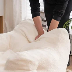 Antetek Bean Bag Chairs For Adults & Kids, Modern Accent Chair Ultra Soft Sofa Chair For Living Room, Bedroom, Apartment, Ivory Teddy -Amazon Basics Furniture Shop 4150yXHZ8nL