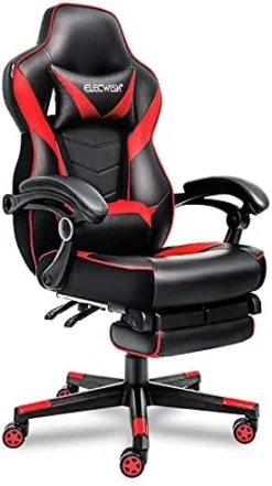 Gaming Chair For Adults Ergonomic Racing Style High Back Computer Chair With Footrest Headrest And Lumbar Support PU Leather 90-150 Degree Tilt -Amazon Basics Furniture Shop 4152ZsfjjfS. AC