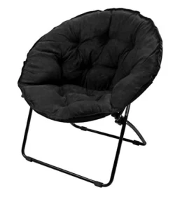 Zenithen Round Foldable Padded Dish/Saucer Chair For Game, Bed, Or Living Room, 32" (Black)