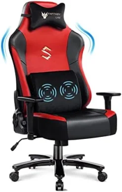 Fantasylab Big And Tall 400lb Massage Memory Foam Gaming Chair - Adjustable Tilt, Back Angle And 3D Arms High-Back Leather Racing Executive Computer Desk Office Chair, Metal Base -Amazon Basics Furniture Shop 415QM4tvEBL. AC