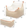 N&V Bean Bag Chair Giant High-Density Foam Filling Sofa With Foot Stool For Teens, Adults To Gaming, Reading, And Watching TV (Light Khaki)