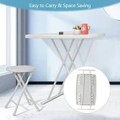 BWM.Co Portable Folding Height-Adjustable Table Fot Picnic Beach Personal Desk Home Dining Table For Small Space With X-Crossed Feet For Business Or Home Use,Easy Assembly, White -Amazon Basics Furniture Shop 415UAVR6pTL
