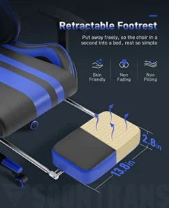 Soontrans Blue Gaming Chair With Footrest, Leather Ergonomic Gaming Chairs For Adults With Massage Lumbar Support & Headrest For Office Work, Height Adjustable Gamer Chair, Comfortable Computer Chair 13 Soontrans Blue Gaming Chair With Footrest, Leather Ergonomic Gaming Chairs For Adults With Massage Lumbar Support & Headrest For Office Work, Height Adjustable Gamer Chair, Comfortable Computer Chair -Amazon Basics Furniture Shop 415VUIJkORL