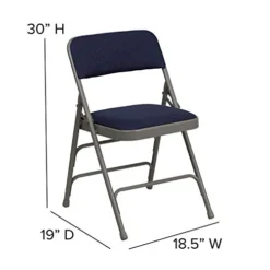 EMMA + OLIVER Metal Folding Chairs - Padded Seats | Set Of 4 Navy & Gray Metal Folding Chairs